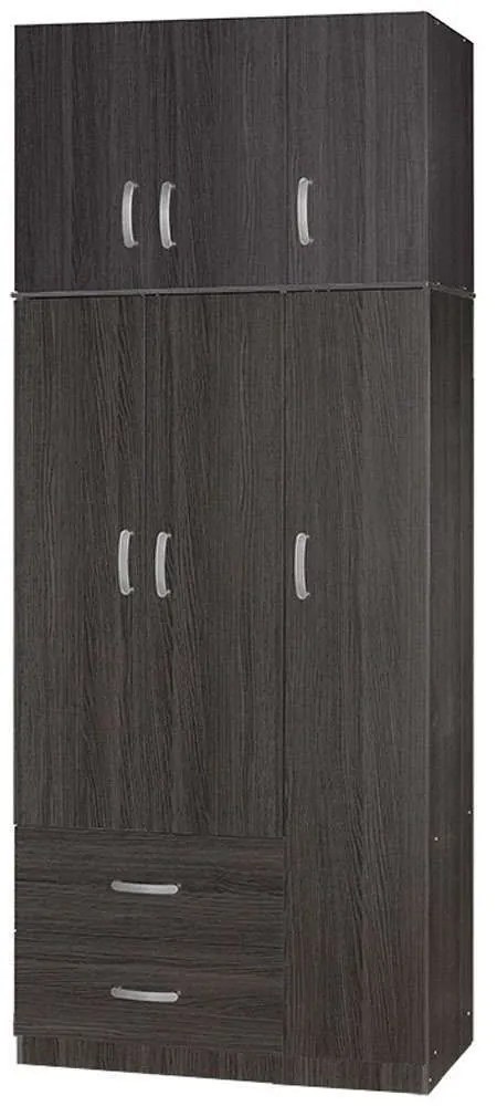 Ντουλάπα Τρίφυλλη Με Πατάρι Zelia 249-000047 90x42x240cm Wenge Three Door