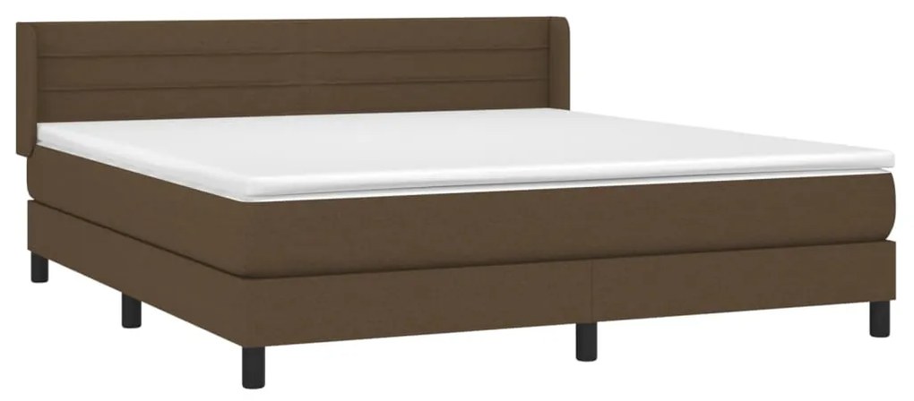 vidaXL Κρεβάτι Boxspring με Στρώμα Σκούρο Καφέ 180x200 εκ Υφασμάτινο