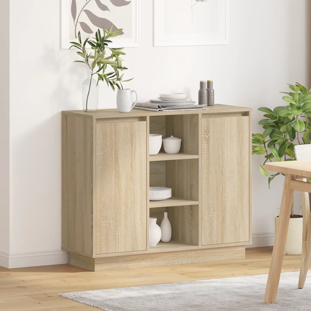vidaXL Μπουφέ με LED Sonoma Oak 90x32x75 εκ Επεξεργασμένο ξύλο