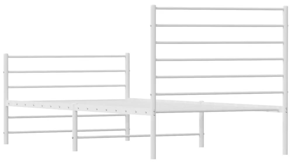 Πλαίσιο Κρεβατιού με Κεφαλάρι&amp;Ποδαρικό Λευκό 100x200εκ. Μέταλλο - Λευκό