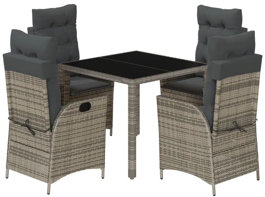 vidaXL Σετ Τραπεζαρίας Κήπου 5 τεμ. Γκρι Συνθ. Ρατάν με Μαξιλάρια