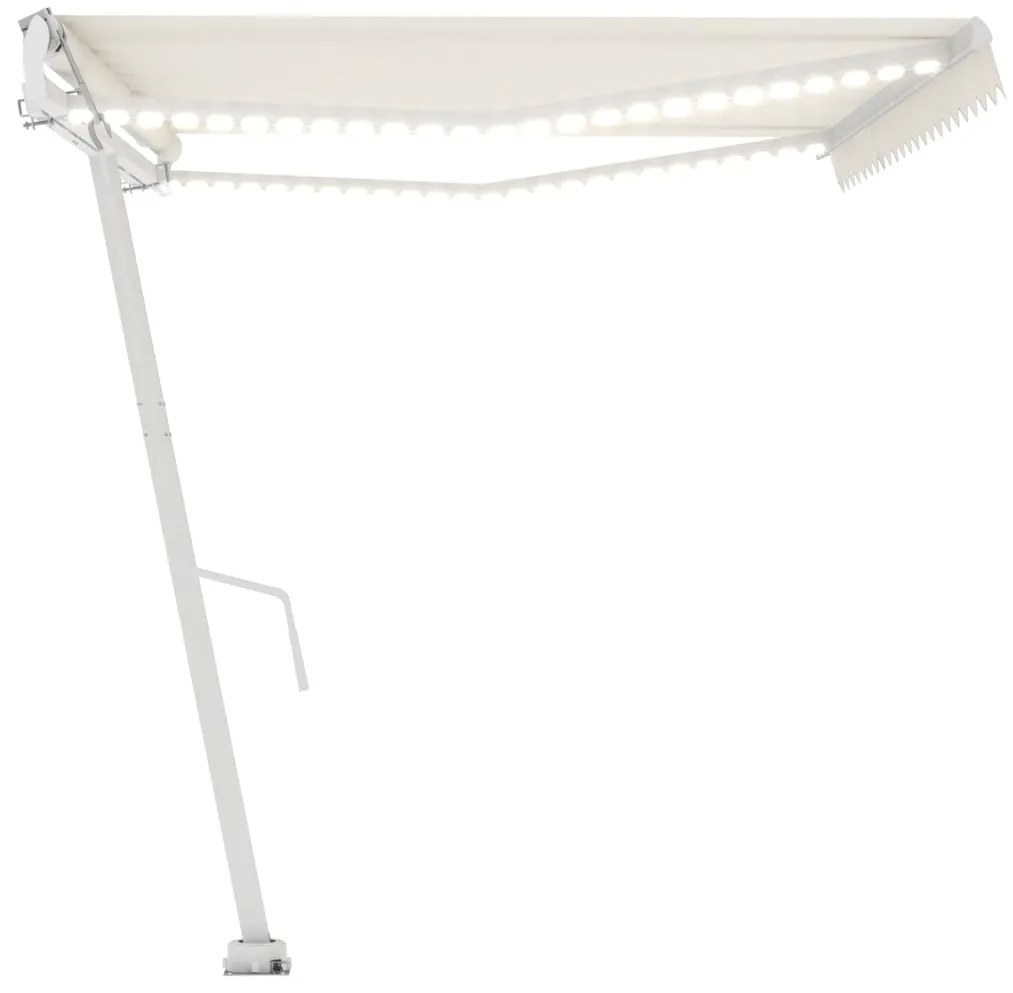 vidaXL Τέντα Αυτόματη με LED &amp; Αισθητήρα Ανέμου Κρεμ 500 x 300 εκ.