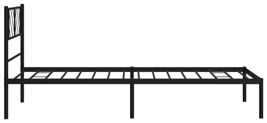 vidaXL Πλαίσιο Κρεβατιού με Κεφαλάρι Μαύρο 100 x 200 εκ. Μεταλλικό