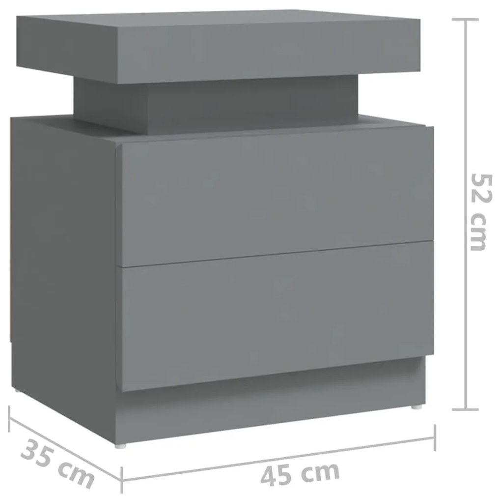 Κομοδίνο Γκρι 40 x 35 x 52 εκ. από Επεξ. Ξύλο - Γκρι