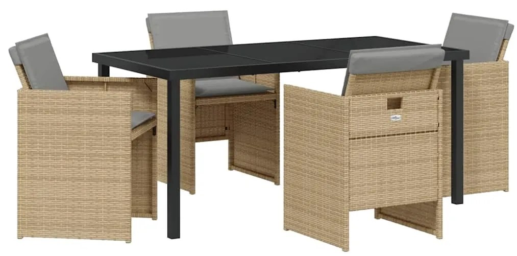 vidaXL Σέτ φαγητού για κήπο 5 pcs Μπεζ συνθετικό ρατάν