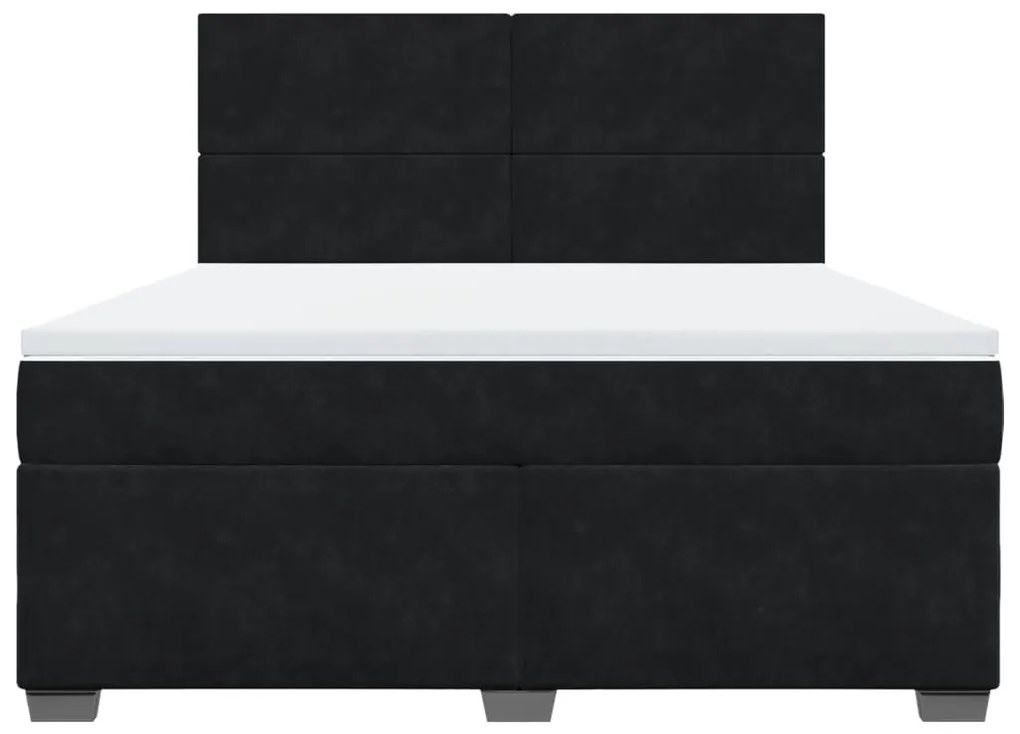 Κρεβάτι Boxspring με Στρώμα Μαύρο 180x200 εκ. Βελούδινο - Μαύρο