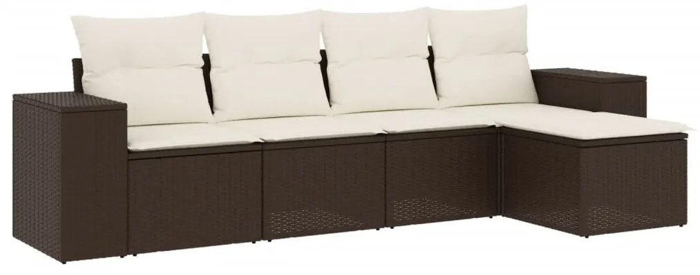 vidaXL Σαλόνι Κήπου Σετ 5 Τεμαχίων Καφέ Συνθετικό Ρατάν με Μαξιλάρια