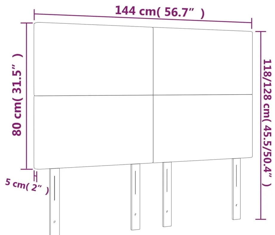vidaXL Κεφαλάρι Κρεβατιού LED Κρεμ 144x5x118/128 εκ. Υφασμάτινο