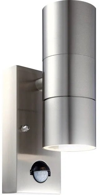Απλίκα Φωτιστικό Τοίχου Σποτ 2xGU10 LED 4,9W Ασημί IP44 Ανιχνευτής Κίνησης Up Down Style 3201-2SL Globo Lighting-3201-2SL-Ασημί 3201-2SL