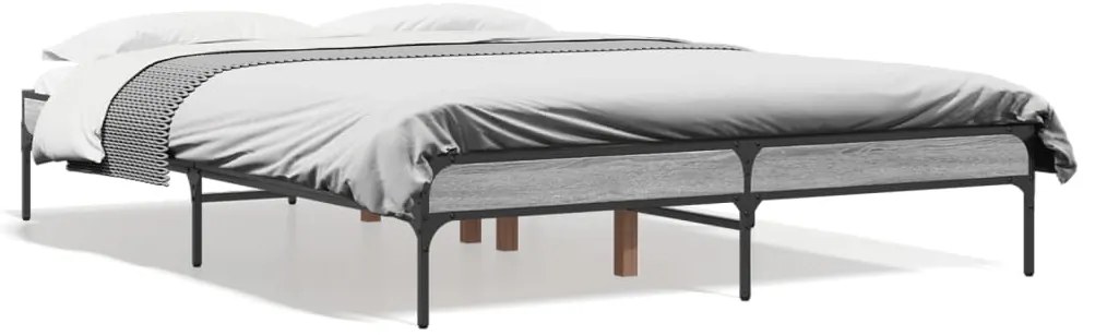 vidaXL Πλαίσιο Κρεβατιού Γκρι Sonoma 120 x 190εκ. Επεξ. Ξύλο & Μέταλλο