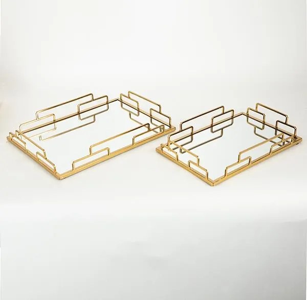 S/2 ΔΙΣΚΟI ΜΕΤΑΛΛΙΚΟΙ ΜΕ ΚΑΘΡΕΦΤΗ ΧΡΥΣΟΙ 35x25x5 / 30.5x20.5x5cm|752-16015