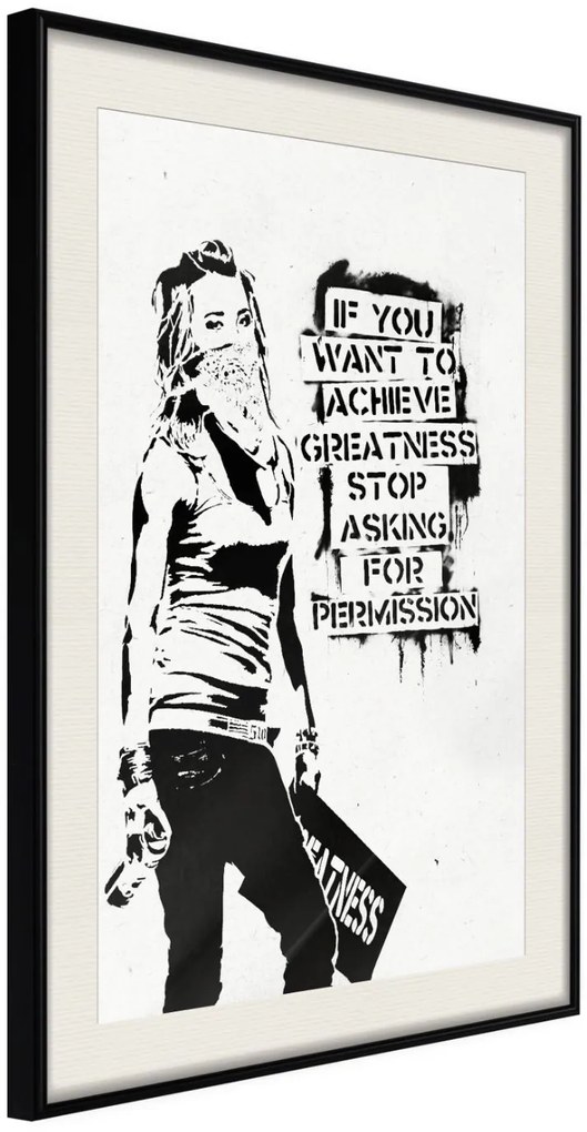 Αφίσα - If You Want To Achieve Greatness - 30x45 - Μαύρο - Με πασπαρτού