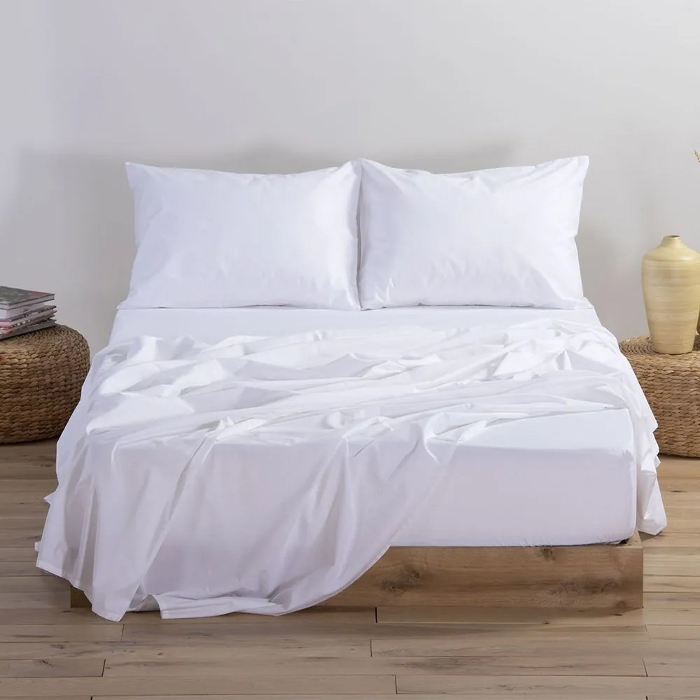 Σεντόνι Basic White Nef-Nef Υπέρδιπλo 240x270cm Χωρίς Λάστιχο 100% Βαμβάκι