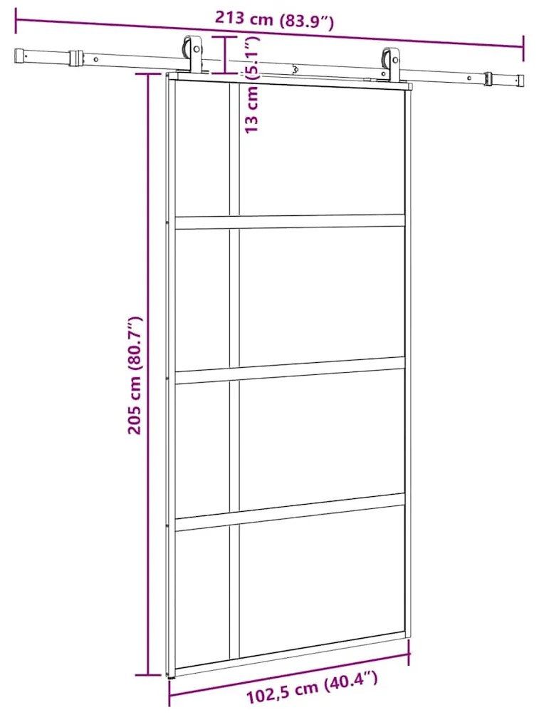 ΣΕΤ ΣΥΡΟΜΕΝΗΣ ΠΟΡΤΑΣ ΜΕ ΥΛΙΚΟ ΜΑΥΡΟ 102,5X205 CM 3375980