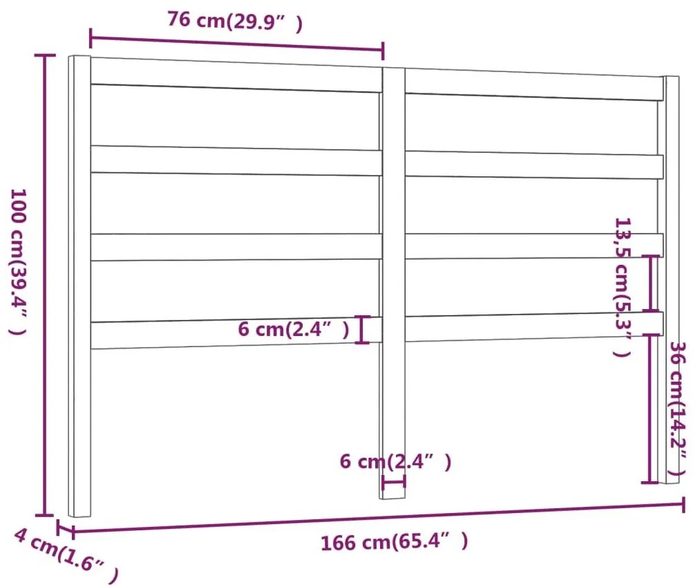 Κεφαλάρι Κρεβατιού Μαύρο 166 x 4 x 100 εκ. Μασίφ Ξύλο Πεύκου - Μαύρο