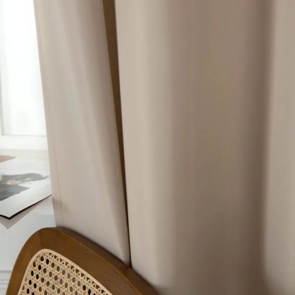 Beauty Home Κουρτίνα μεσαίας σκίασης με 8 μεταλλικούς κρίκους Effect Art 8443 140x270 Άμμου