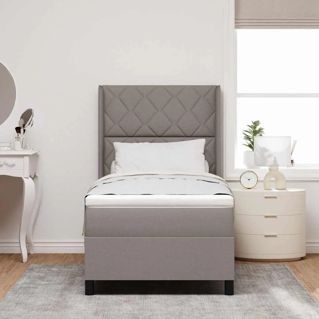 vidaXL Κρεβάτι με ελατήρια με στρώμα Taupe 100 x 200 cm ύφασμα