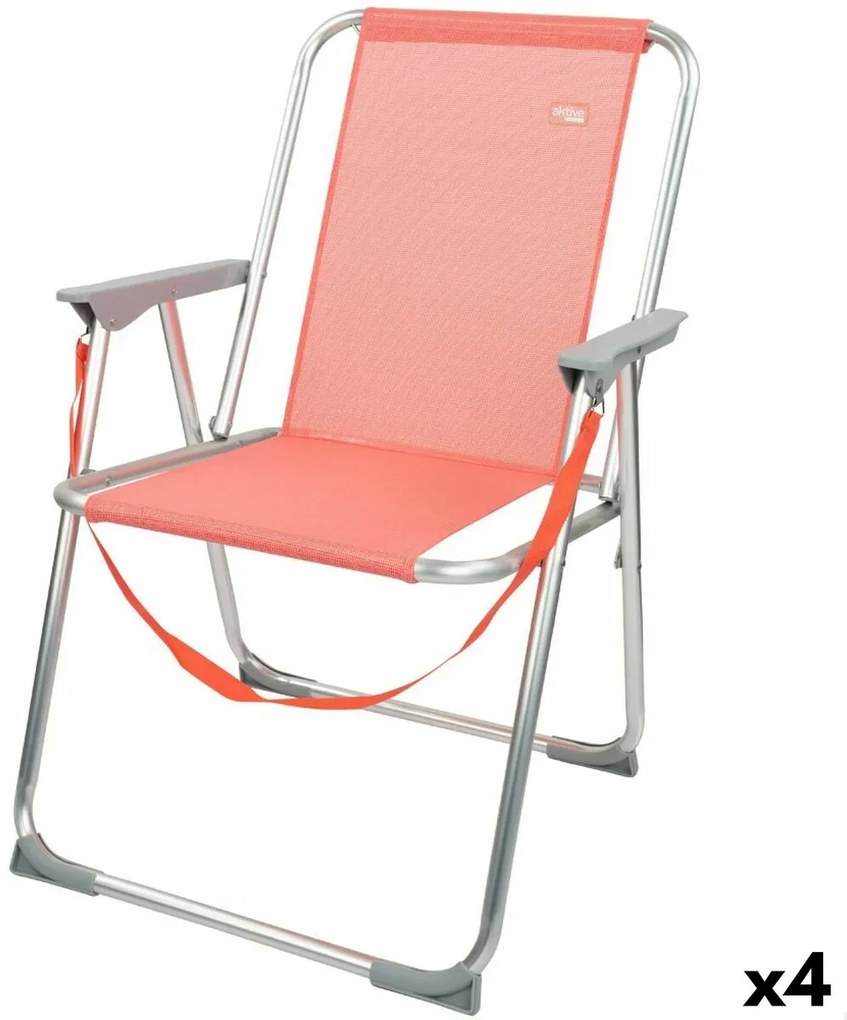 πτυσσόμενη καρέκλα Aktive Flamingo Κοράλι 44 x 76 x 45 cm (4 Μονάδες)
