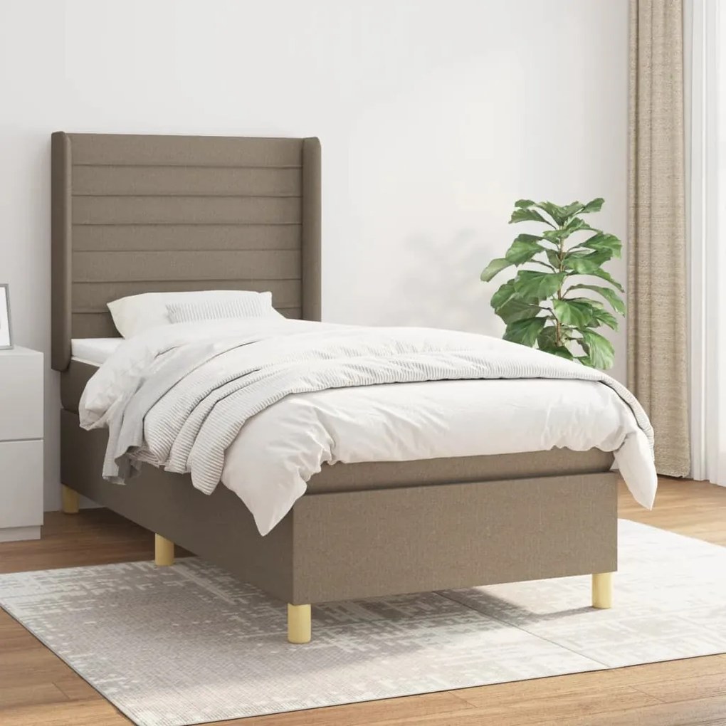 Κρεβάτι Boxspring με Στρώμα Taupe 90x190 εκ.Υφασμάτινο