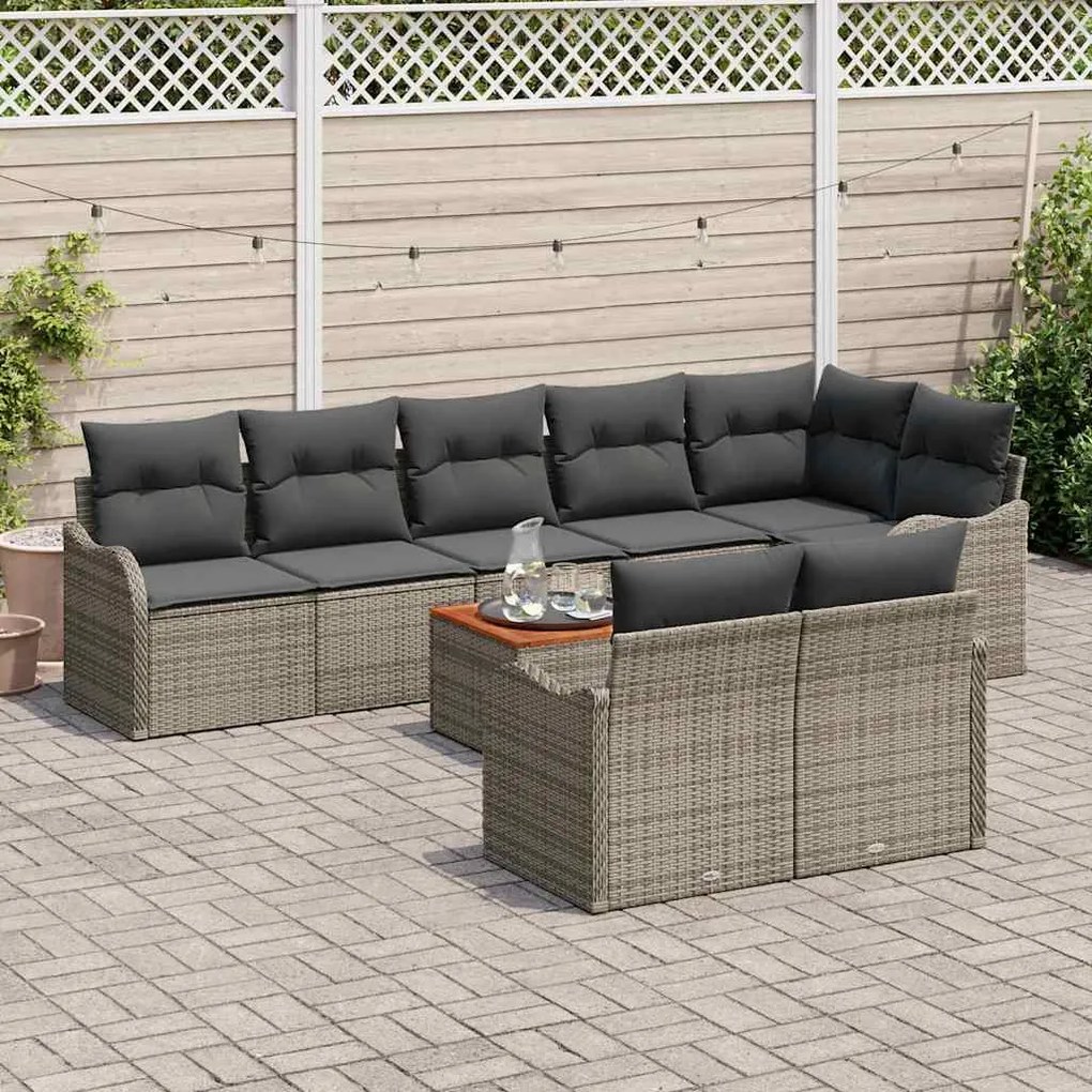 vidaXL Σετ Καναπέ Κήπου 9 pcs Γκρι
