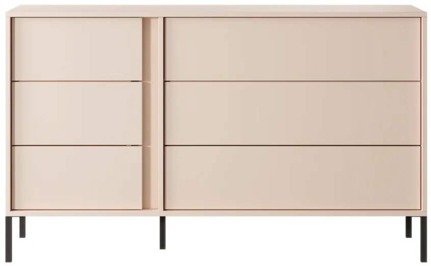 Συρταριέρα Dast Μπεζ με 6 Συρτάρια 137x81x39cm