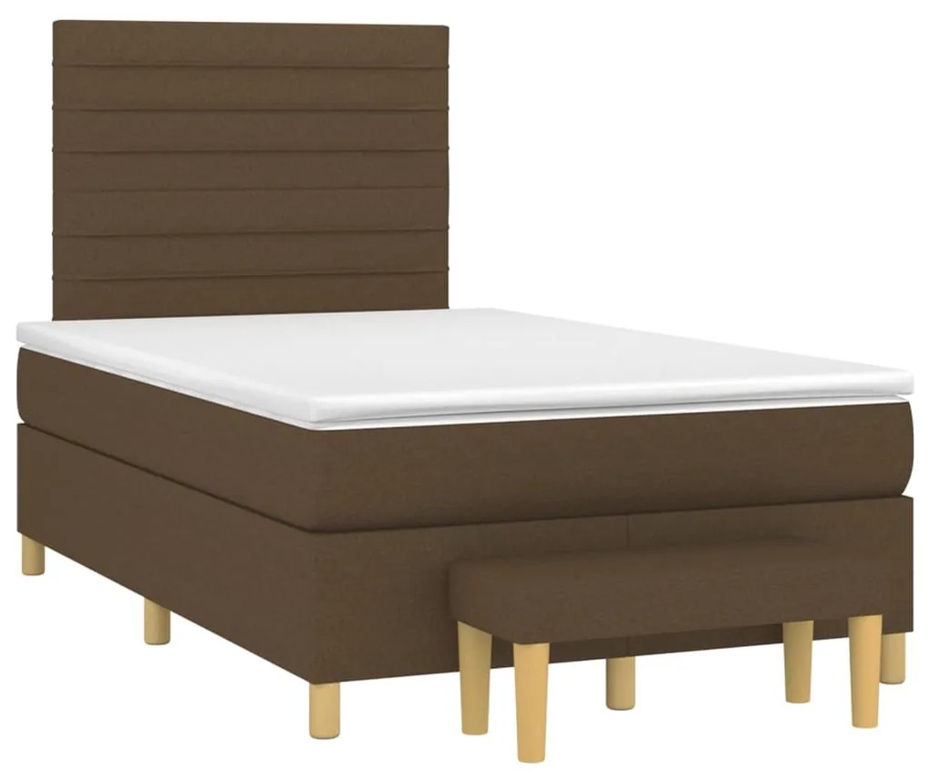 vidaXL Κρεβάτι Boxspring με Στρώμα Σκούρο Καφέ 120x200 εκ. Υφασμάτινο