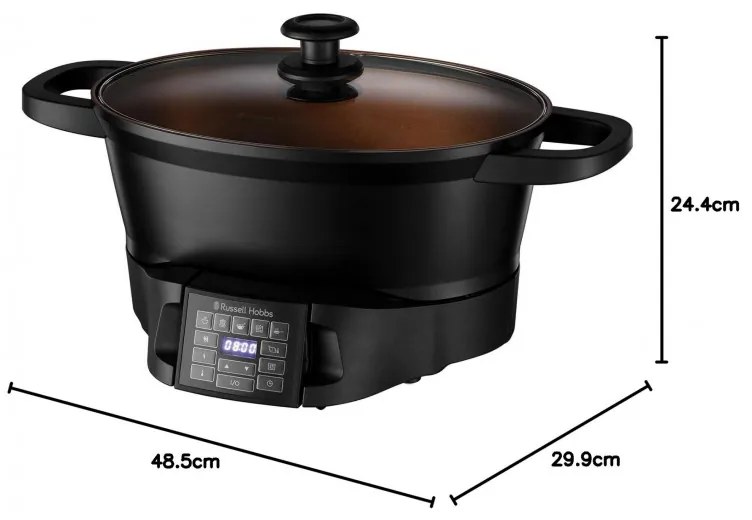 Russell Hobbs Good-to-Go Multicooker 28270-56, 750W, 6.5L, 8 προγράμματα, Χρονοδιακόπτης, Κρύες λαβές, 59% πιο ενεργειακά αποδοτικό, Εύκολο καθάρισμα, Μαύρο
