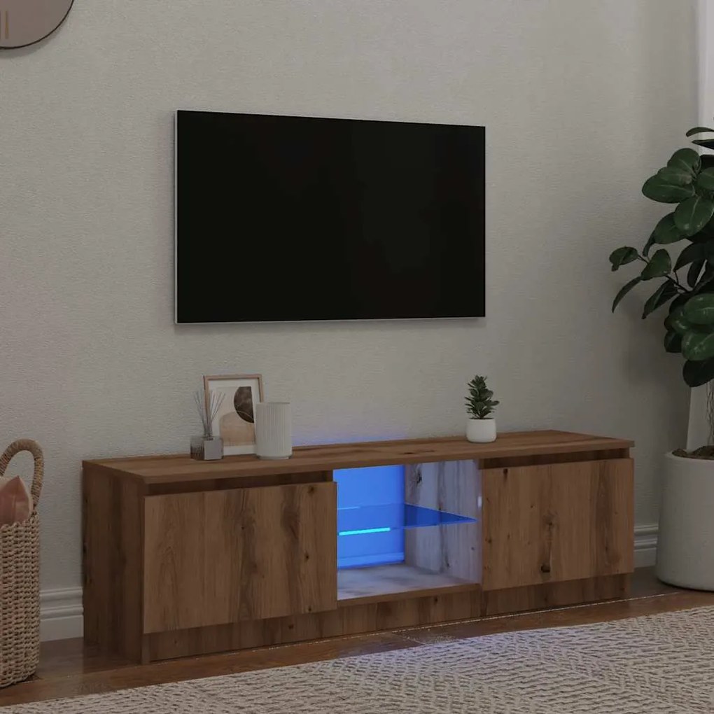 ντουλάπι τηλεόρασης με φώτα LED Artisan Oak Κατασκευασμένο ξύλο - Καφέ