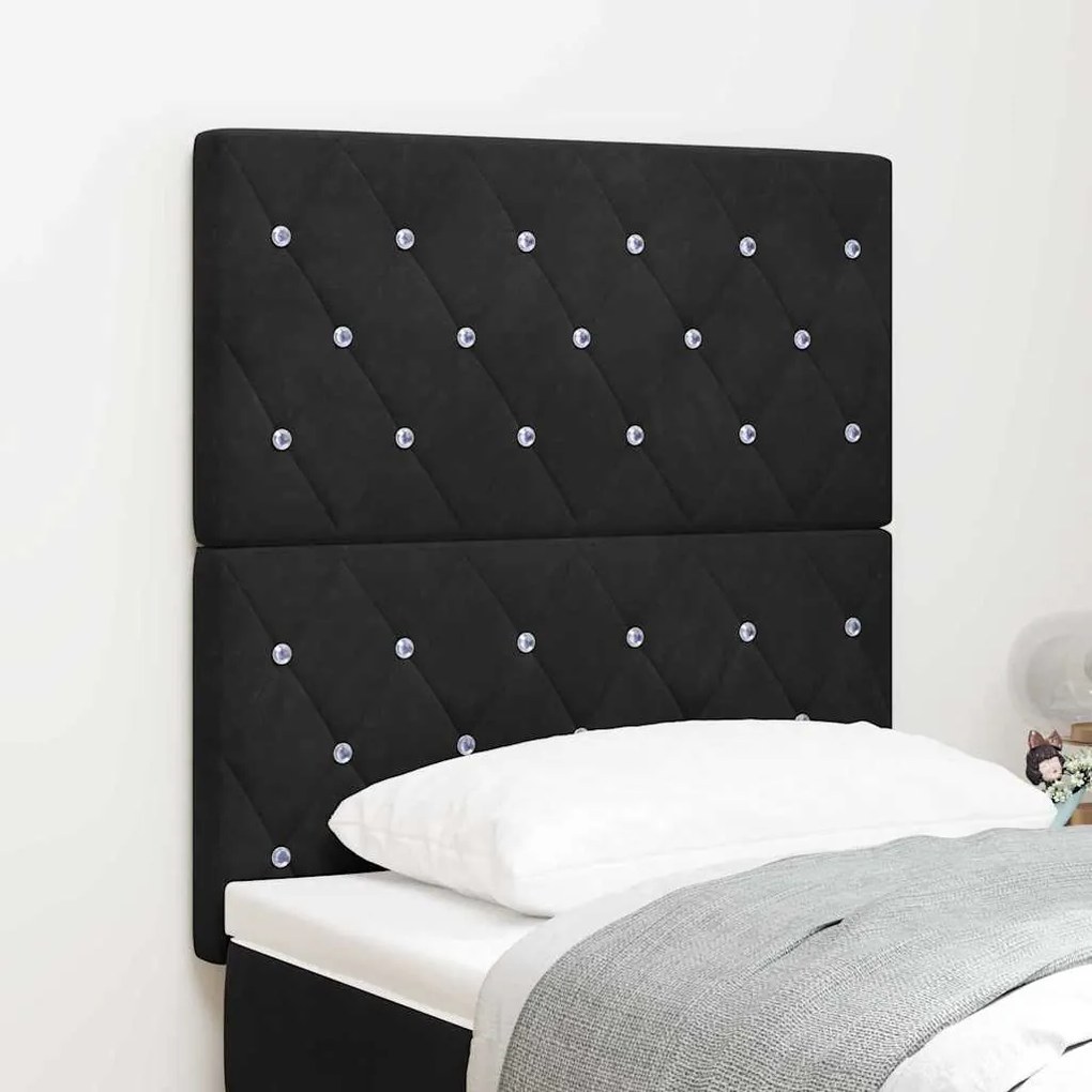 vidaXL Βελούδινο Κεφαλάρι Argyle με κεφαλάρι Μαύρο 80 cm Βελούδο