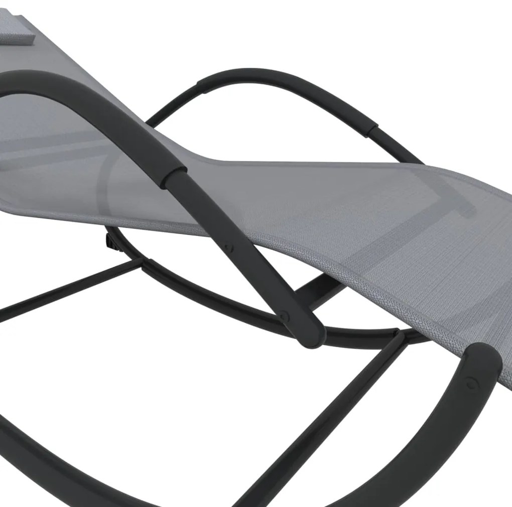 vidaXL Κουνιστές Ξαπλώστρες 2 τεμ. Γκρι από Ατσάλι / Textilene