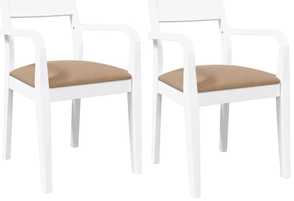 vidaXL Καρέκλες τραπεζαρίας με μαξιλάρια 2 τεμάχια Λευκό μασίφ ξύλο