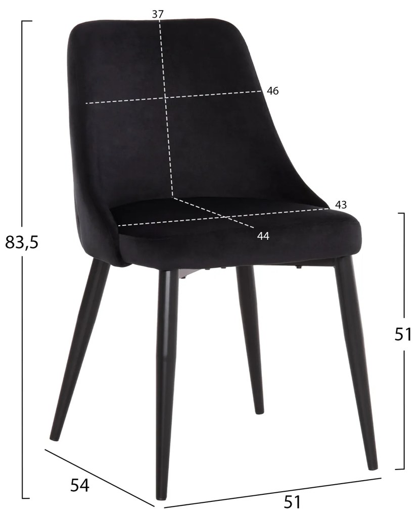ΚΑΡΕΚΛΑ SERENITY HM8527.14 ΒΕΛΟΥΔΟ ΜΑΥΡΟ ΜΕ ΜΑΥΡΑ ΜΕΤΑΛΛΙΚΑ ΠΟΔΙΑ 51x54x83,5Υεκ.