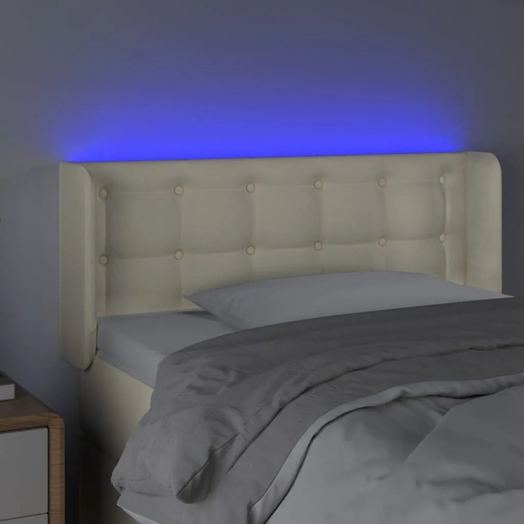 Κεφαλάρι Κρεβατιού LED Κρεμ 83x16x78/88 εκ. Συνθετ. Δέρμα - Κρεμ