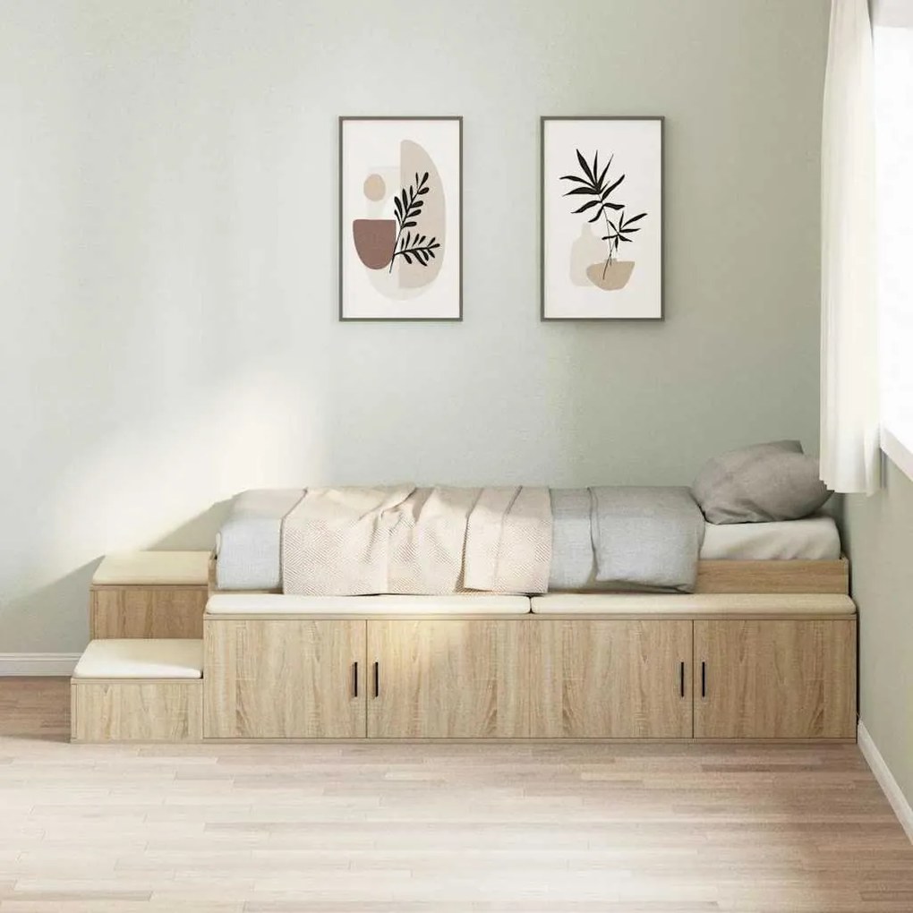 vidaXL Κρεβάτι αποθήκευσης Ξύλου Sonoma 90x200 cm