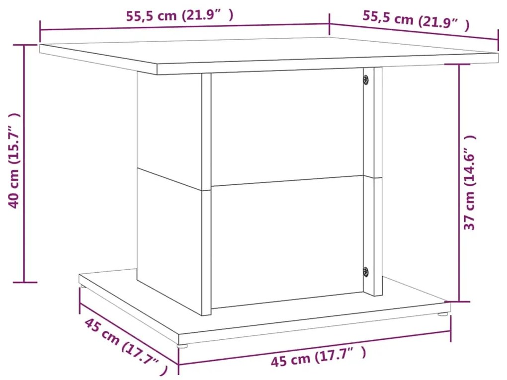 Τραπεζάκι Σαλονιού Sonoma Δρυς 55,5x55,5x40 εκ. Επεξεργ. Ξύλο - Μπεζ