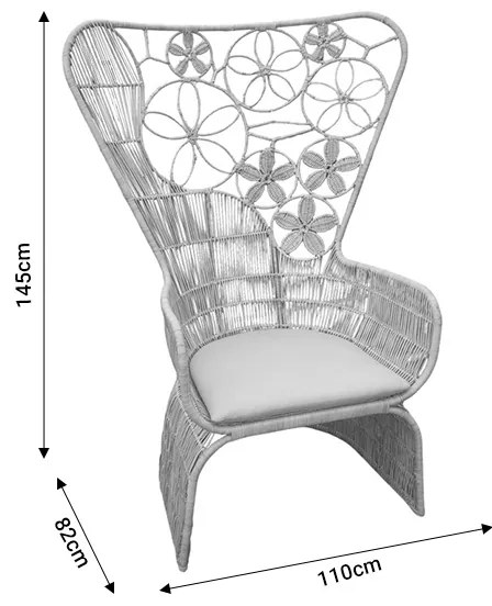 Πολυθρόνα Jake Inart με μπεζ μαξιλάρι-φυσικό rattan 110x82x145εκ