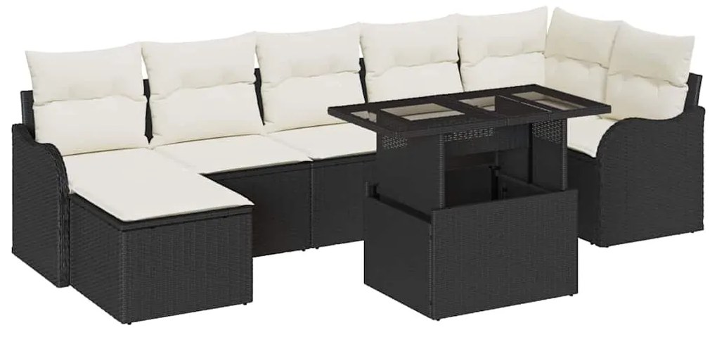 vidaXL Σετ Καναπέ Κήπου με μαξιλάρι 8 pcs Μαύρο Πολυ ράταν