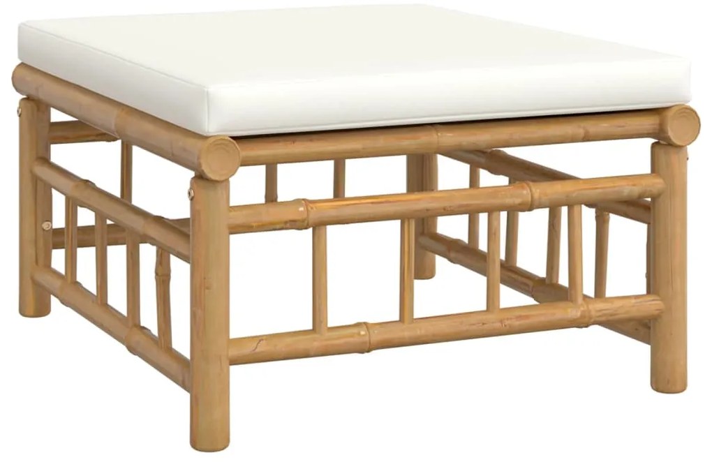 vidaXL Σαλόνι Κήπου Σετ 8 τεμ. από Μπαμπού με Λευκά Κρεμ Μαξιλάρια