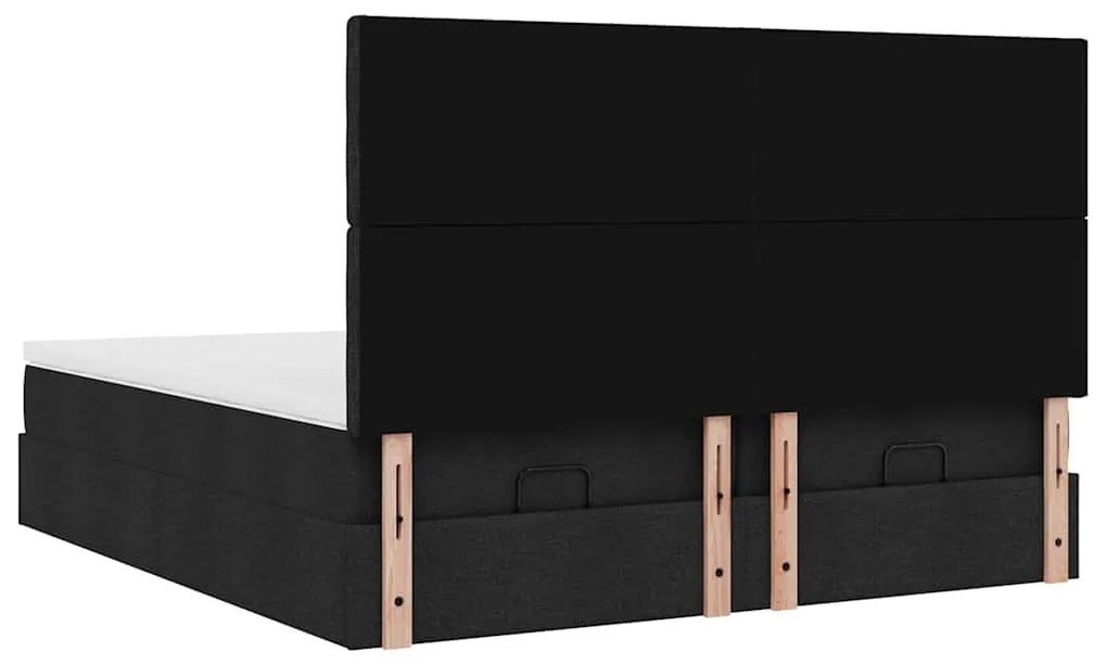 Οθωμανικό κρεβάτι με στρώματα Μαύρο 180x200cm Ύφασμα 3313736
