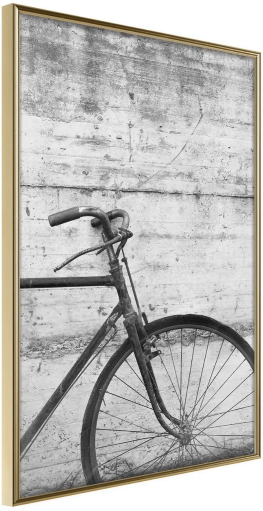 Αφίσα - Bicycle Leaning Against the Wall - 30x45 - Χρυσό - Χωρίς πασπαρτού