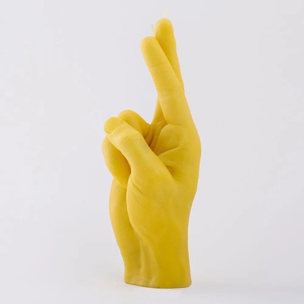 Κερί Crossed Fingers 22x9x8 Yellow Candle Hand Paraffin