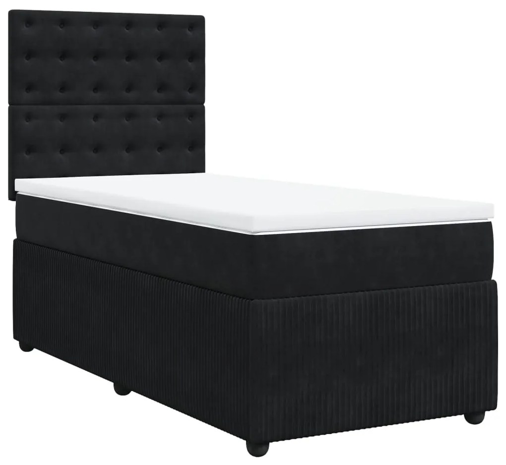 vidaXL Κρεβάτι Boxspring με Στρώμα Μαύρο 100x200 εκ. Βελούδινο