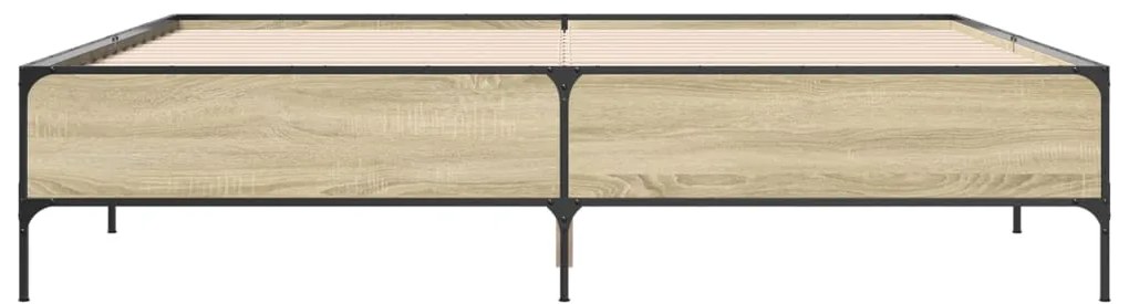 vidaXL Πλαίσιο Κρεβατιού Sonoma Δρυς 200x200 εκ. Επεξ. Ξύλο &amp; Μέταλλο