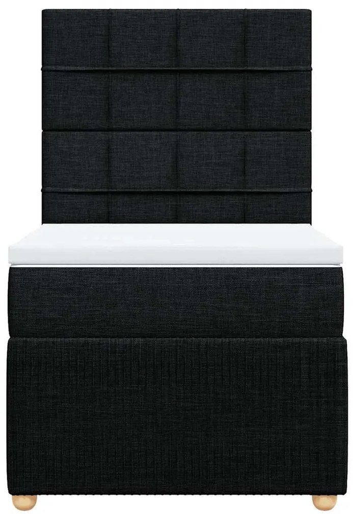 vidaXL Κρεβάτι Boxspring με Στρώμα Μαύρο 90x190 εκ.Υφασμάτινο