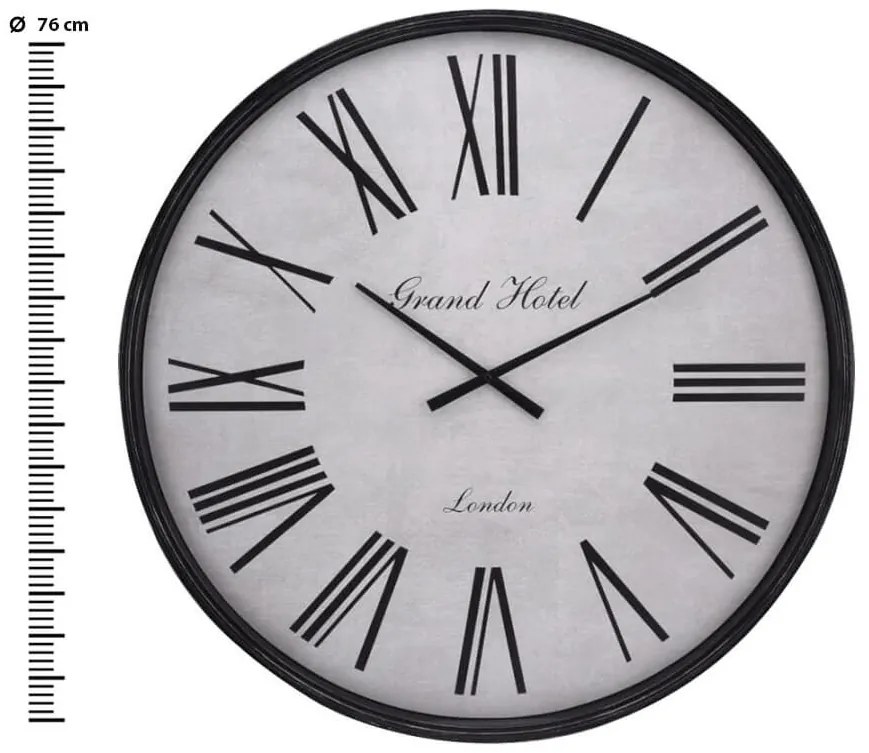 Ρολόι τοίχου Αναλογικό με ρωμαϊκούς αριθμούς, 76x6.5cm - Λευκό καντράν με μαύρα γράμματα και πλαίσιο