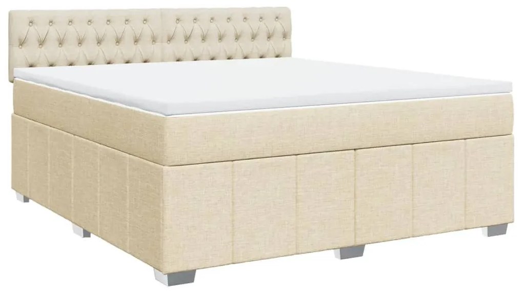 Κρεβάτι Boxspring με Στρώμα Κρεμ 180x200 εκ. Υφασμάτινο - Κρεμ