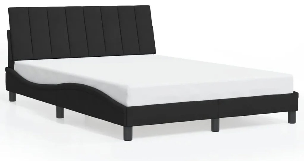 vidaXL Πλαίσιο Κρεβατιού με LED χωρίς Στρώμα Hanko Μαύρο 140x200 εκ. Βελούδινο