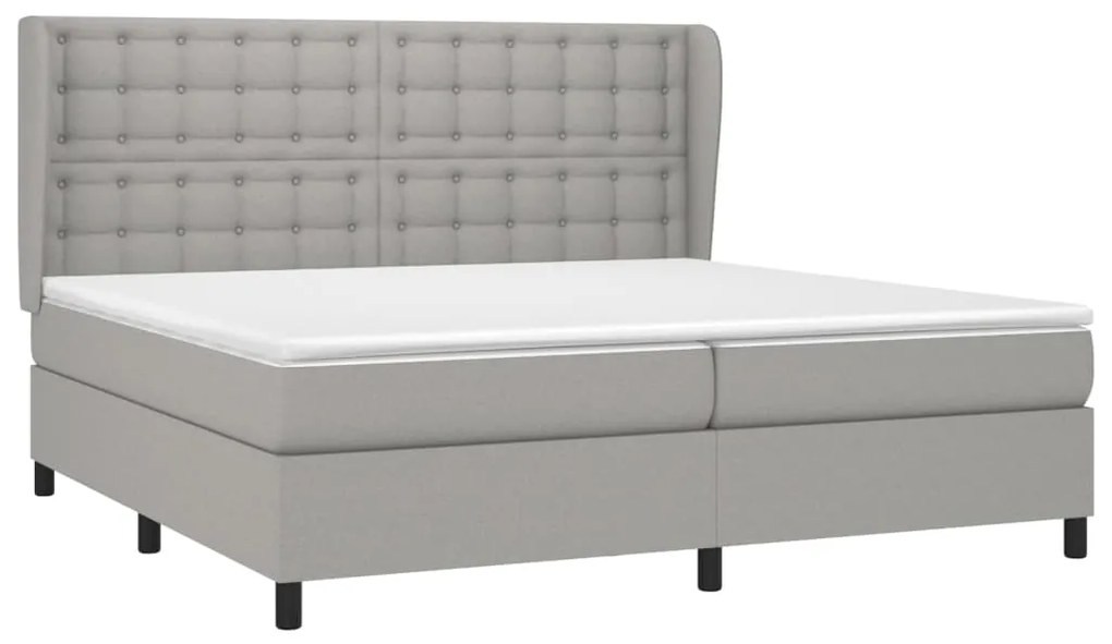 vidaXL Κρεβάτι Boxspring με Στρώμα Ανοιχτό Γκρι 200x200 εκ. Υφασμάτινο