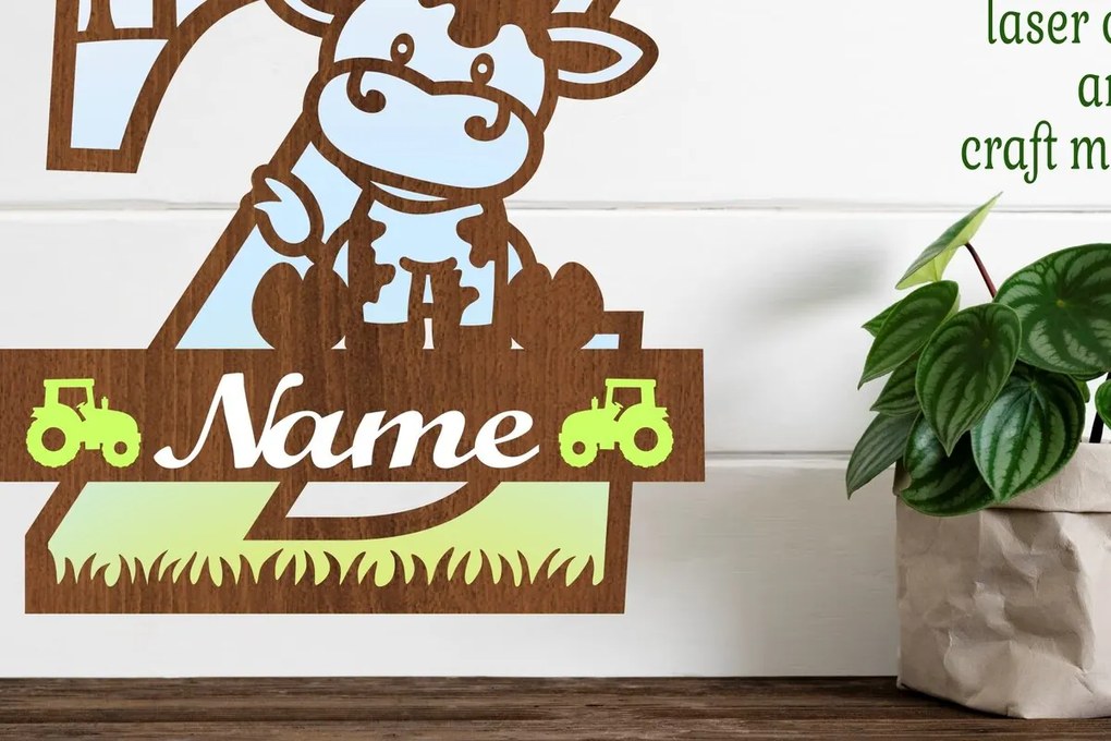 Σετ των 2 Intra απο ξύλο plywood 3mm-4mm πάχος - Μονόγραμμα κεφαλαίων αγελάδας Γράμμα Z  Cut Δίασταση 30x20 cm INTRAFABR-74484187