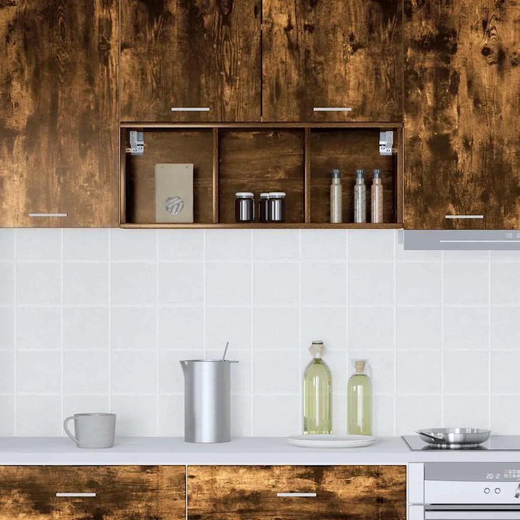 vidaXL Κρεμαστό ντουλάπι Καπνιστό Δρύς 30 x 29,5 x 80 εκ.